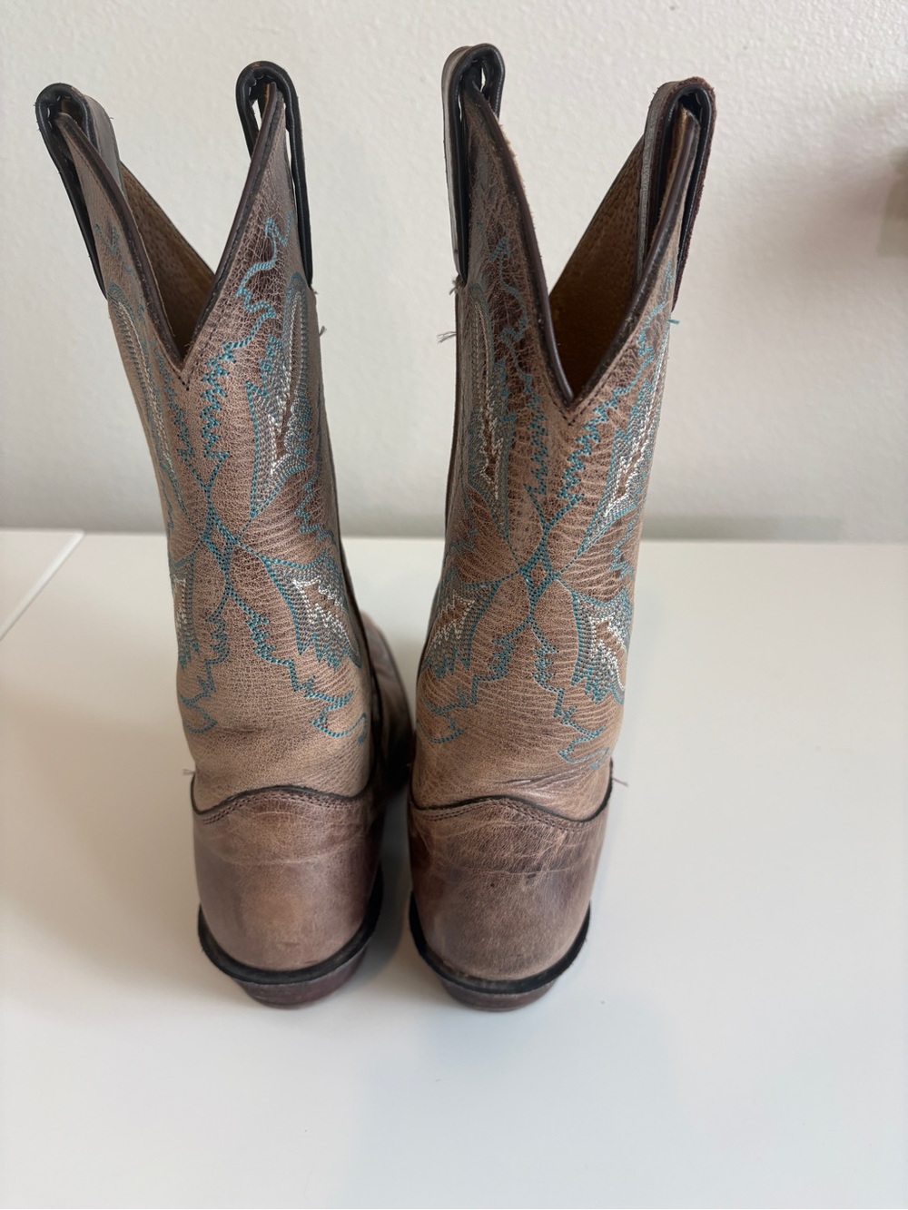 Pre-loved Women’s Justin Boots Brown Leather with turquoise details - Picture 6 of 14